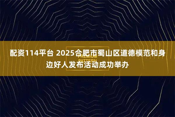 配资114平台 2025合肥市蜀山区道德模范和身边好人发布活动成功举办